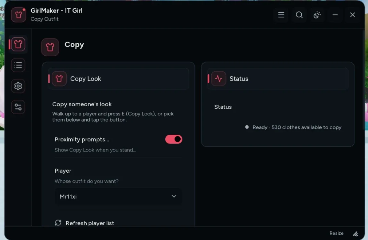 GirlMaker Script IT GIRL: Copy Any Player Outfit