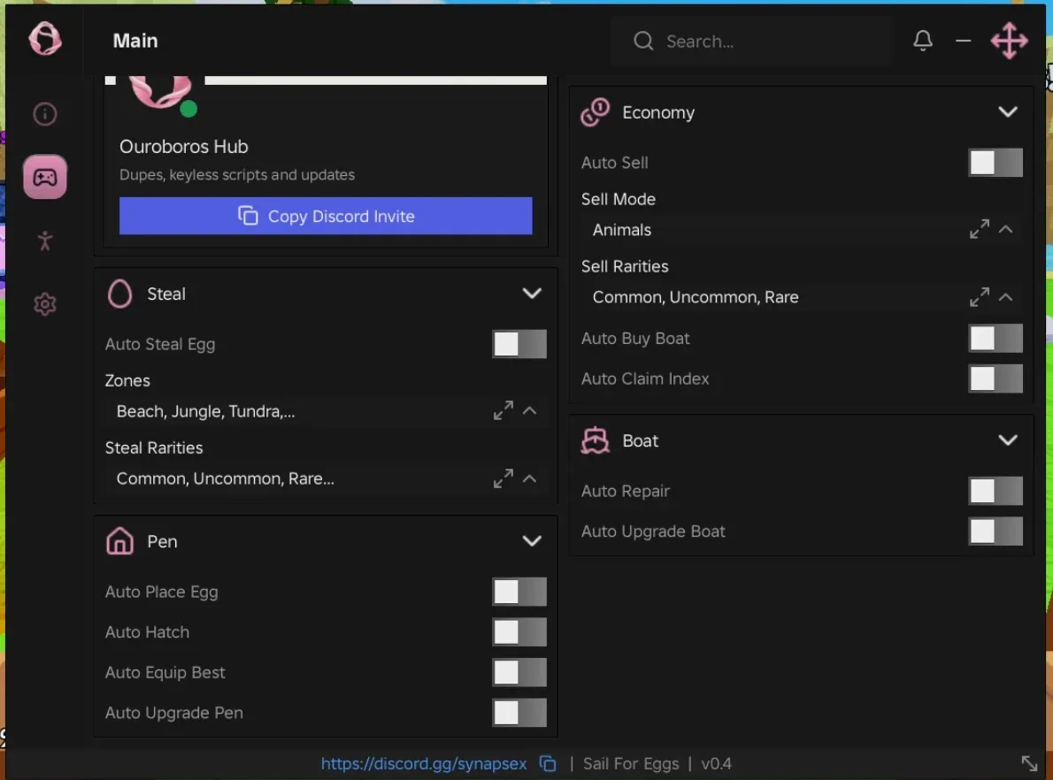 Ouroboros Hub Script Sail For Eggs [NO KEY]: Auto Steal