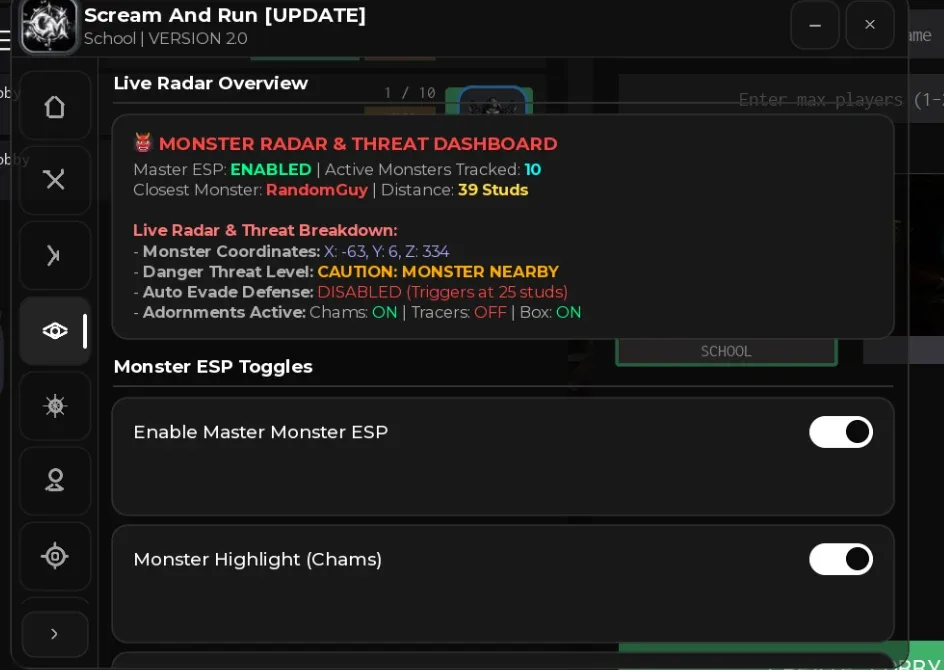 Scream And Run Script CM Hub: Monster ESP, Escape
