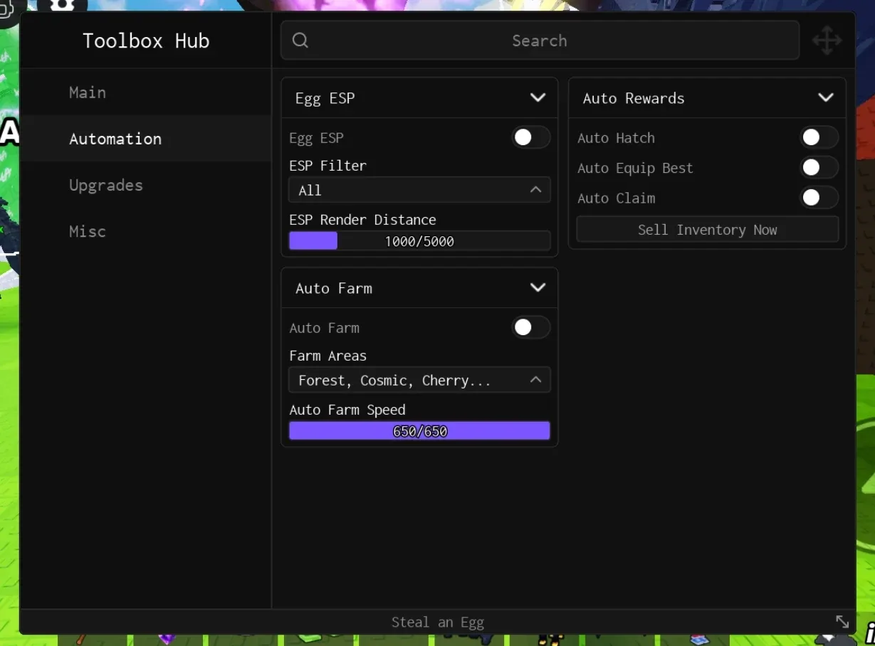 Steal an Egg Script Toolbox Hub: Bypass, Auto Farm