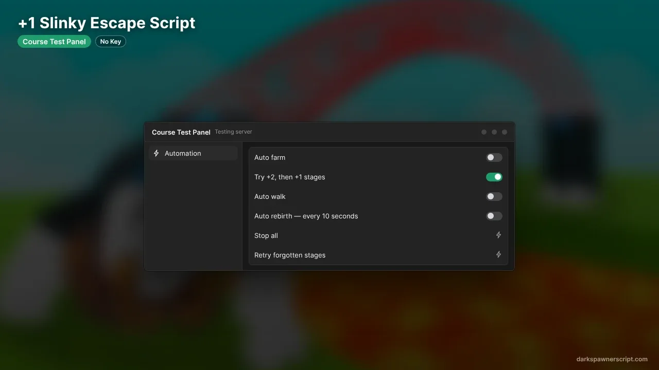 +1 Slinky Escape Script Course Test Panel: Auto Farm