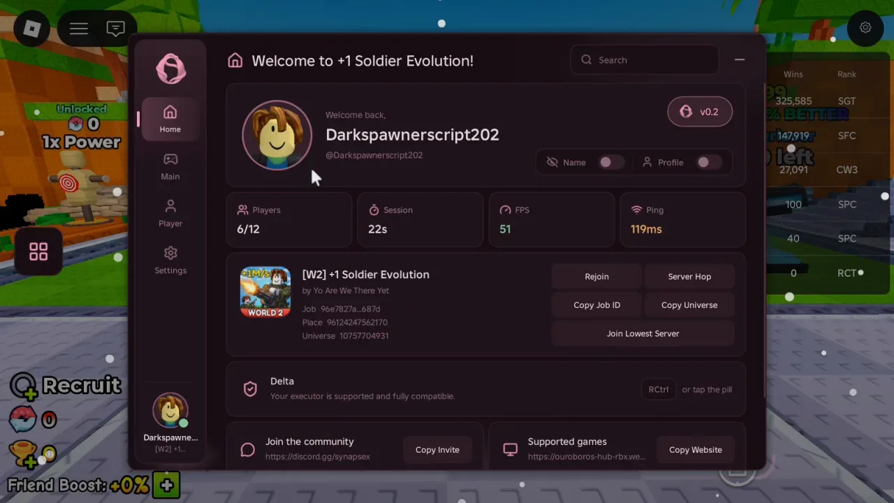 +1 Soldier Evolution Script Ouroboros Hub: Auto Prestige