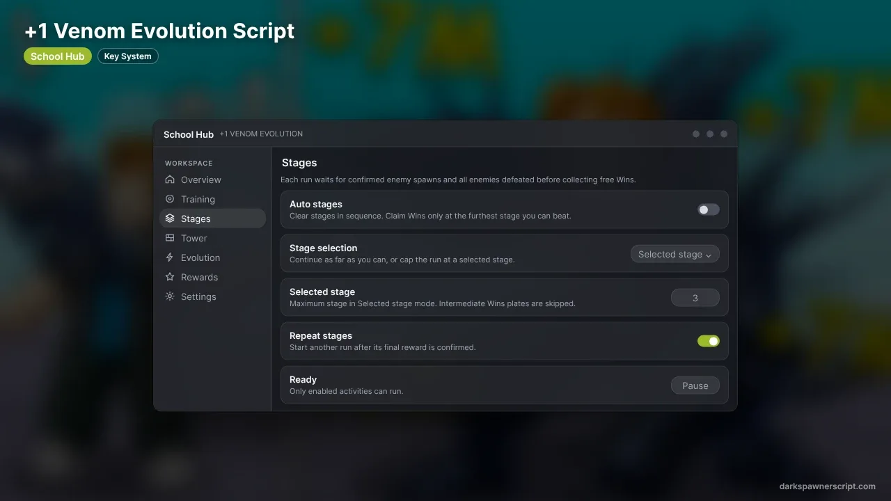 +1 Venom Evolution Script School Hub: Auto Train, Auto Wins
