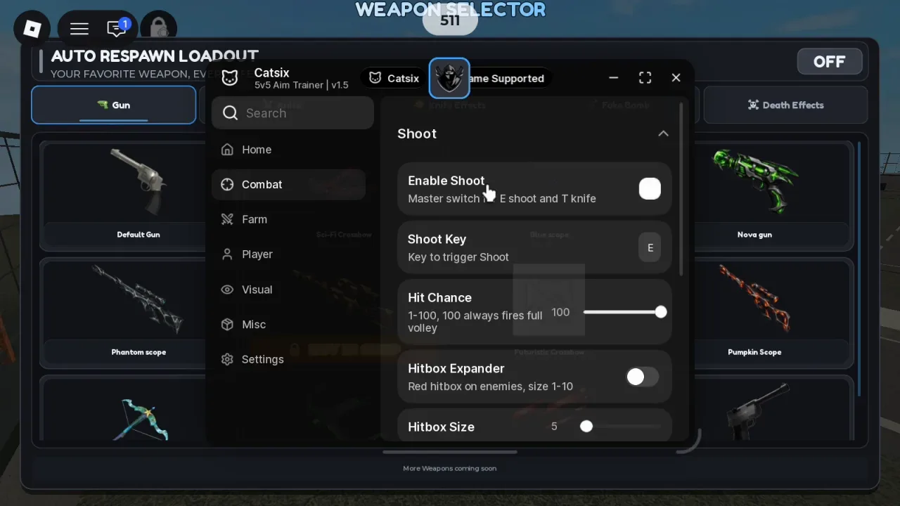 5v5 Aim Trainer Script Catsix Hub: Player ESP, Gun Kill All