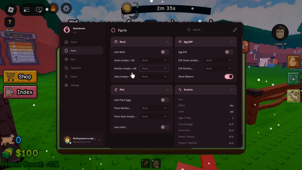 Call A Pet Script Ouroboros Hub: Egg ESP, Auto Steal
