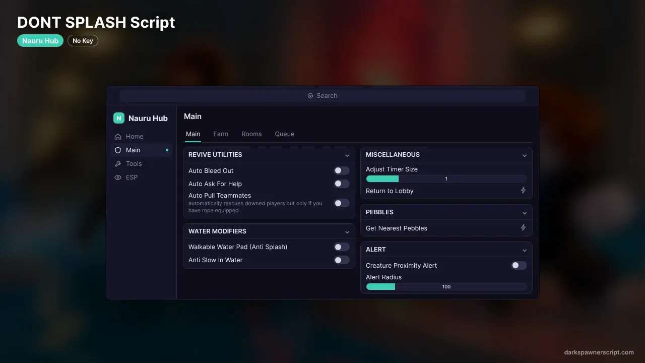 DONT SPLASH Script Nauru Hub: Walk on Water, Creature ESP