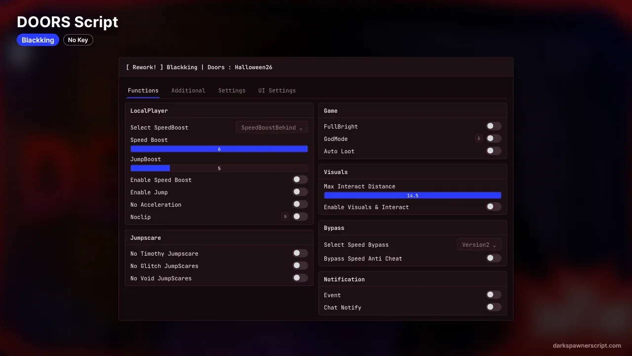 DOORS Script Blackking: God Mode, Speed Boost