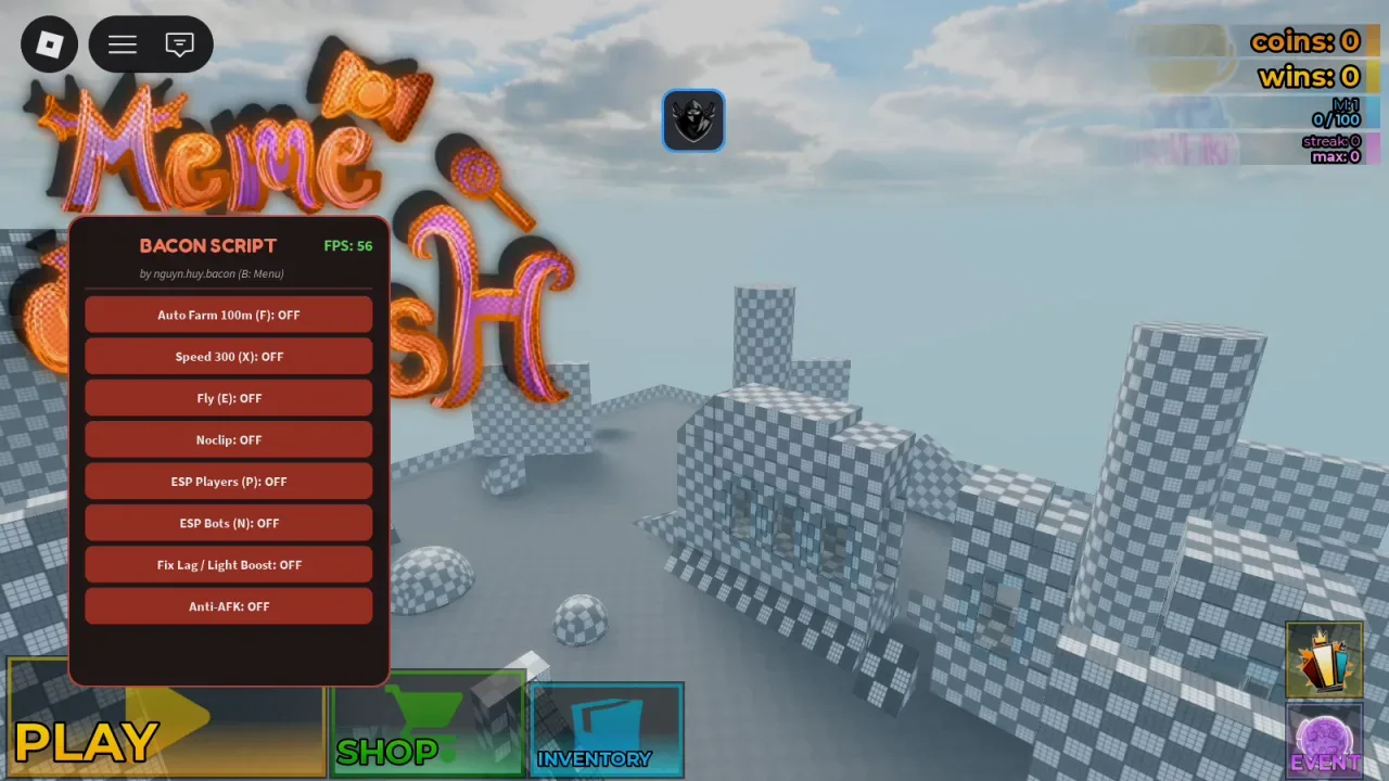 MemeDash Script HuyBacon Hub: Fly Mode, Auto Farm 100m