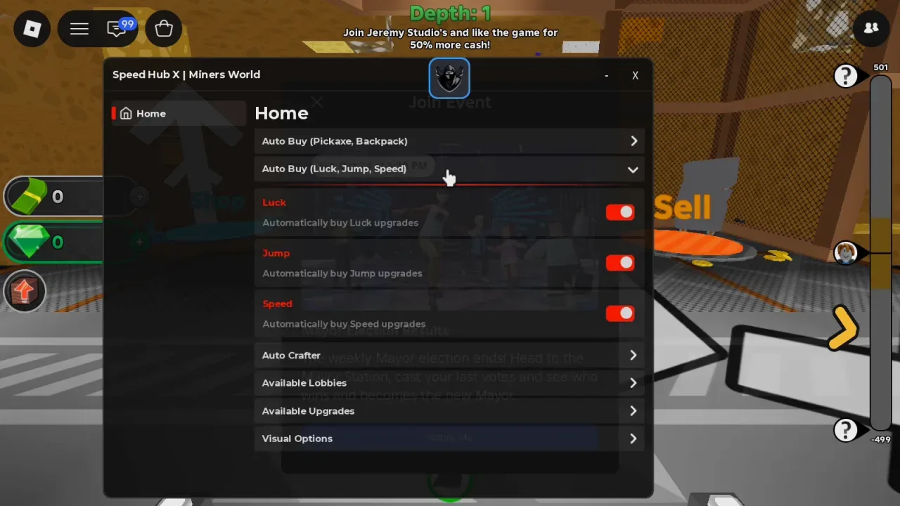 Miners World Script Speed Hub X: Lobby Teleport