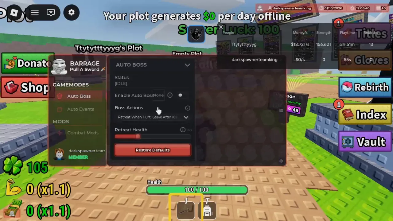 Pull A Sword Script Barrage: Auto Prestige, Auto Pull
