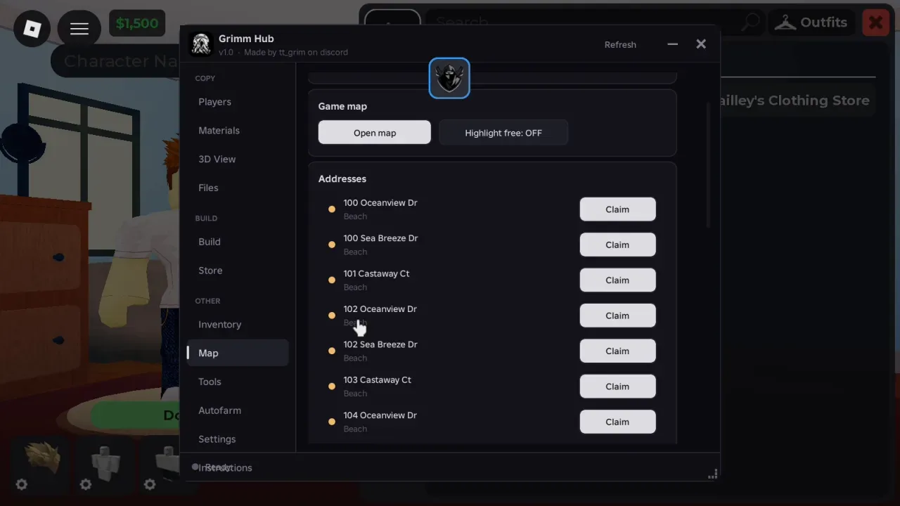 RoCitizens Script Grimm Hub: Criminal Autofarm, Copy Houses