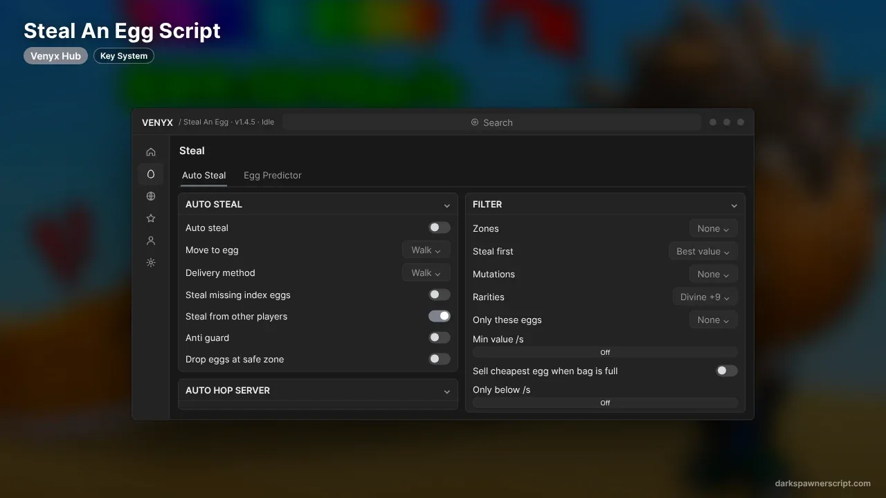 Steal An Egg Script Venyx Hub: Auto Steal, Egg Predictor