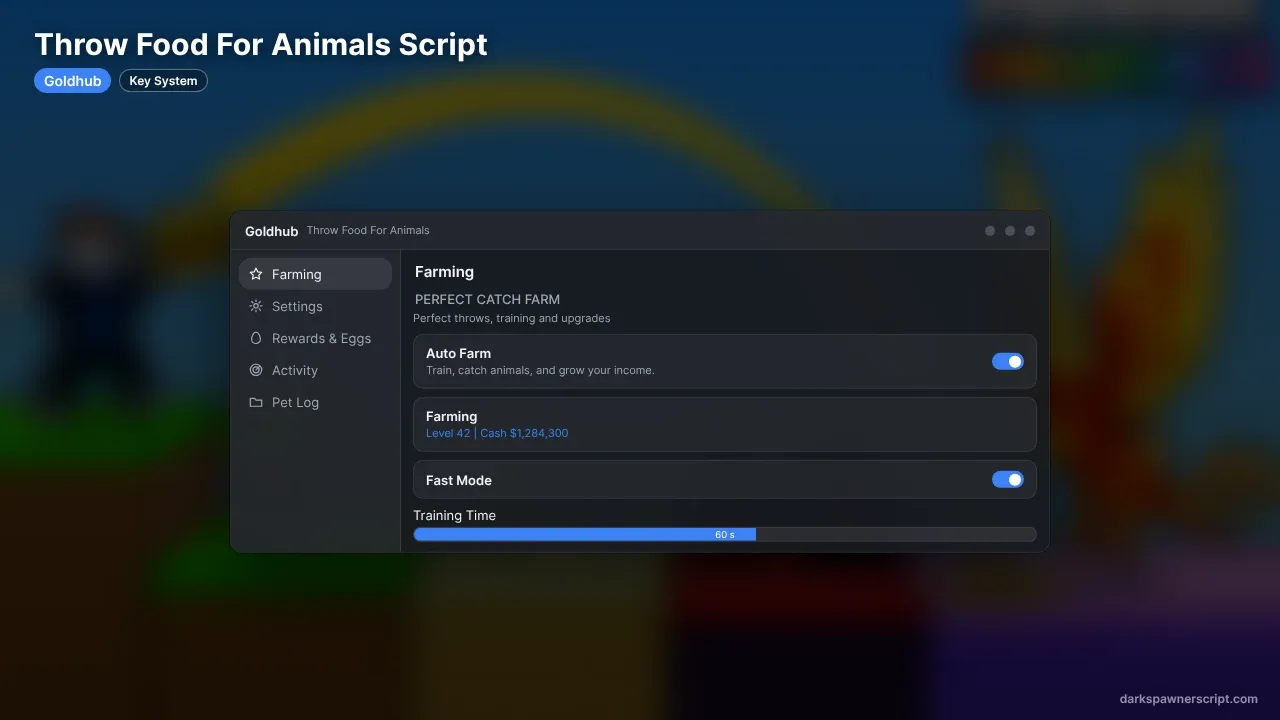 Throw Food For Animals Script Goldhub: Autofarm, Auto Train