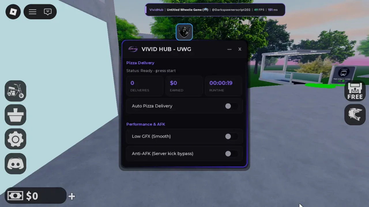 Untitled Wheelie Game Script Vivid Hub: Low GFX, Anti AFK